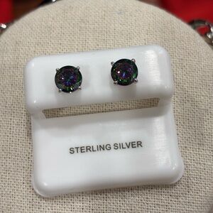 Sterling Silver Mystique Topaz Stud Earrings. 1 Carat. GRA included.